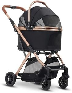 Advwin 3-in-1 Pet Stroller for Small & Medium Sized Dogs, Aluminum Alloy Puppy Stroller, Foldable 4 Wheels Dog Pram with Removable Carrier, Sun Shade, Safety Belt & Storage Basket