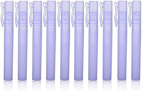 10ml Pen Clip Fine Mist,10 Pcs Plastic Frosted Atomizer Vials Empty Portable Refillable Pump Spray Bottle Perfume hand Sample Tube Travel Makeup Container (Purple)