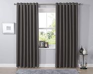 Olivia Rocco Blackout Eyelet Curtains Black Out Thermal Ring Top Curtain Pair Window Treatment Living Room Bedroom, 66" (Width) x 90" (Drop) Charcoal