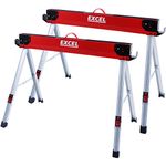 Excel Steel Sawhorse Heavy Duty Twin Pack 1178kg Capacity - High Grade Steel, Easy Carry Handle, Sawhorse, Portamate Speedhorse, Saw Horse for Contractors, Carpenters