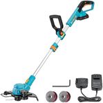 Berserker 20V 12" Cordless String Trimmer 2.0Ah Battery Powered and Fast Charger Included, 2-in-1 Compact Weed Wacker Eaters and Edger with Support Wheels，Ideal for Lawn Trim and Yard Maintenance