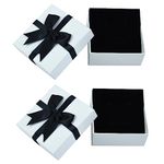 2Pcs Small Gift Boxes White Jewellery Gift Box with Lids Ring Earring Box Square Necklace Gift Box Bracelet Cardboard Box Kraft for Key Cufflink Women Valentine's Day Presents Birthday 7.5*7.5*3.5cm