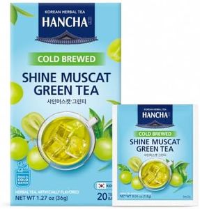 Damtuh Shine Muscat Green Tea Cold Brew – Refreshing Fruit Green Tea with Real Leaves & Muscat Flavor – Lightly Caffeined Iced Herbal Tea Bags for Summer Hydration (1.8g x 20 Count)