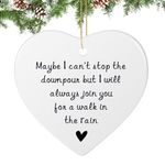 Maybe I Can't Stop The Downpour Ornament, Friendship Gifts for Women Best Friend Bestie Sister Brother, Tough Time Gift, Ceramic Heart Christmas Ornaments