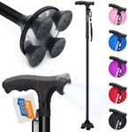 BigAlex Folding Walking Cane with LED Light,Pivoting Quad Base,Adjustable Walking Stick with Carrying Bag for Man/Woman (Alloy Base)