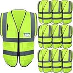 10 Pack Safety Vest with Pockets an