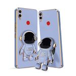 KARWAN®️ 3D Astronaut with Folding Stand Back Cover Case Compatible for Redmi MI Note 7 | Slim electroplated case | Stand case | Soft TPU | Space Astro Theme | Camera Protection-Blue