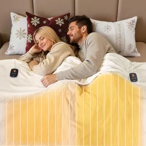 WOOMER Heated Blanket King Size 100" x 90", Electric Blanket with Dual Controllers, 0.5-12 Hours Timer & 10 Heating Levels, ETL Certified, White Double-Sided Velvet, Machine Washable