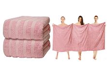 ZZZMRH Luxury 2 Pk Pink Bath Sheets Premium Quality 100% Combed Cotton 650 GSM Jumbo Bath Sheet Set Quick Dry Towels Bath Sheets Highly Absorbent 2 Pink Extra Large Bath Towels