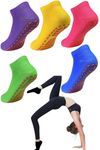 Yoga Socks for women with Anti slip Grip, Ideal for Gym Workouts & Fitness Sports | Rubber Sole for Enhanced Stability | No show Grip socks Black (Pack of 5) | Size 5 to 7