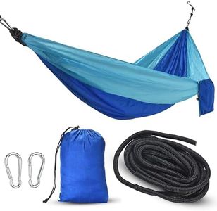 Outlery Camping Hammock - Portable Hammock with Tree Straps and Carabiners - Durable Triple-Stitched Seams Outdoor Hammock for Backpacking, Camping, or Backyard Lounging and Relaxation - Blue