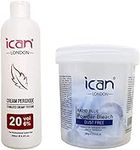 ICAN LONDON PROFESSIONAL CREAM PEROXIDE 20 VOL 6% 250 ML + RAPID BLUE POWDER BLEACH 80 G JAR SET