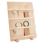 PH PandaHall 4-Tier Wooden Earring Display Stand Retail Jewellery Display Wooden Removable Showcase with Slots Earring Display Card Holder for Selling Craft Showing Exhibition Jewellery Storage