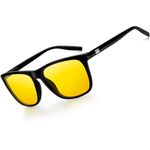 KANASTAL Headlight Night Driving Glasses Mens Yellow Tinted Glasses Anti Glare Night Driving Glasses Womens Polarised Sunglasses -Black Frame Yellow Lens