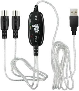 EMSTAR USB MIDI Cable-Upgrade Professional MIDI to USB in-Out Cable Adapter Converter Connect Piano Keyboard to PC/Laptop for Editing&Recording (6.5FT) (Silver)