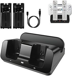Wii U Charger Dock Station for Wii Remote & Wii U Gamepad with 2 Rechargeable Batteries Charging Cable Led Indicator -Black