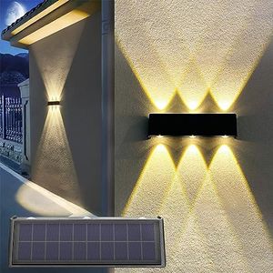 Mrzxy Solar Wall Lights Outdoor Waterproof Solar Outdoor Lights Spot Lens 3000K LED Up and Down Aluminum Solar Sconce Lighting