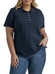 Riders by Lee Indigo Women's Plus-Size Morgan Short Sleeve Polo Shirt, Dark Navy, 2X