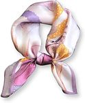 PoeticEHome 100% Mulberry Silk Neck Scarf 21"x21" Small Square Scarfs for Women Gift Packed, E2 - Purple Flowers