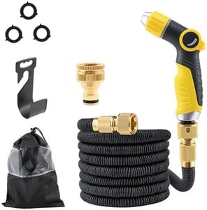 Velmora Expandable Garden Hose with 8 Spray Nozzle, Flexible Lightweight Garden Water Hose with Storage Bag & Anti-Leak Connectors for Lawn, Plants, Backyard (Yellow50FT, 5M-15M)