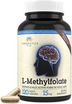 Methyl Folate 15mg (120 Capsules) | Non-GMO, Gluten-Free with Professional Strength Vegan L-Methylfolate | 5-MTHF Supplement for Mood, Homocysteine Methylation w/ No Fillers | Optimized & Activated