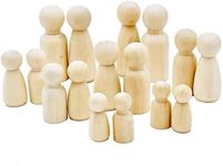 60pcs Peg Dolls Decorative Wooden Peg Doll Assorted Sizes Unfinishied Peg People Doll Bodies Wooden Figures for Painting Craft Art Projects Peg Game