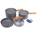 Fire-Maple Feast 4 Camping Cookware Set | Outdoor Cooking kit with Pot Kettle Pan Bowls and Spatula | Kitchen Utensils for 4 People Backpacking Trekking Hiking Fishing Picnic