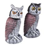 AndBird 2Pack Plastic Owl Decoy to Scare Birds Away with Rotating Head/Eyes, Fake Garden Owl for Bird Deterrents, Pigeon Deterrent, Nature Enemy Scarecrow Owl Statues for Garden, Patios and Outdoors