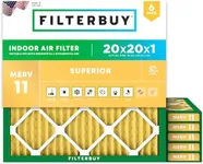 Filterbuy 20x20x1 Air Filter MERV 11 Allergen Defense (6-Pack), Pleated HVAC AC Furnace Air Filters Replacement (Actual Size: 19.50 x 19.50 x 0.75 Inches)