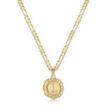 KissYan Initial Necklace for Women,14K Gold Plated Round Letter Pendant Necklace Capital Monogram Necklace Alhpabets from A-Z Figaro Chain Necklace(Gold L)