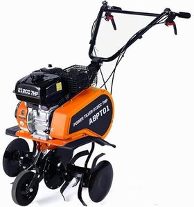 Mutaomay 212CC Gas Powered Tiller, Heavy-Duty 7HP 4-Stroke Garden Tiller with Forward/Reverse, Sturdy Steel Blades & Adjustable Width 22” – for Gardening, New Ground Breaking & Digging (Orange)