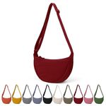 TIAASTAP Crossbody Bags for Women Men Hobos & Shoulder Bags Nylon Crescent Bag Cross Body Bag with Adjustable Strap Solid Color Dumpling Bag for Travel Work School (Wine Red)