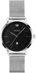OLEVS Womens Silver Watch Black Face Thin Dress Watches for Women with Calendar Casual Simple Women's Watch for Small Wrists Mesh Bracelet Stainless Steel Ladies Watches Waterproof Reloj para Mujer