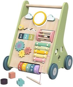 Baby Push Walker, Wooden Baby Walker with Wheels, Montessori Push Walker for Babies 6-12 Months, Push Walking Toys for Boys&Girls 1 Year Old, Gifts for Toddler