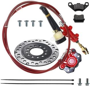 PRO BAT Rear Hydraulic Brake Assembly Caliper Master Cylinder Kit + Disc Brake Plate + Brake Pad for Go Kart Golf Cart ATV, Red