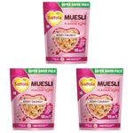 Saffola Muesli Fruit & Nut Berry Crunch with Flavour Pops, 700 gm | 15 in 1 Fruit and Nuts, Seeds, Millet & more | Cereals for breakfast rich in wholegrain, protein, fibre (Pack of 3)