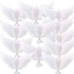 12 Pieces 36 Inches Large White Peace Dove Balloons Aluminum Foil Pigeon Bird Balloons for Wedding Engagement Funeral Memorials Remembrance Charity Party Decorations Supplies