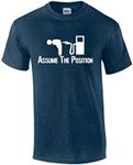 Gas Pump Assume The Position Gas Prices Funny Mens Short Sleeve T-Shirt Graphic Tee, Heather Navy, XX-Large