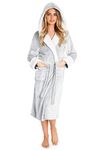 CityComfort Dressing Gown Women, Fluffy Bath Robes for Women, Gifts for Her (M, Two Tone Silver)