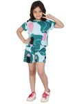 Ninos Dreams Girls 100% Cotton Half Sleeves Coord Set with Shorts/Day wear Set/Nightwear Set (14-16 Years, Green)