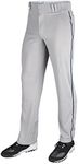 CHAMPRO Boys' Triple Crown Open Bottom Youth Baseball Pants, Grey, Navy Pipe, Medium