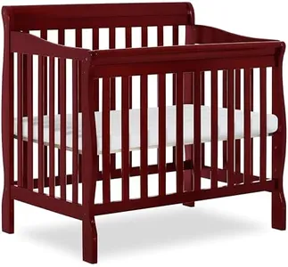 Dream On Me Aden 4-in-1 Convertible Mini Crib In Cherry, Greenguard Gold Certified, Non-Toxic Finish, New Zealand Pinewood, With 3 Mattress Height Settings