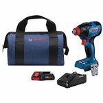 BOSCH GDX18V-1860CB15 18V Connected-Ready Two-in-One 1/4 in. and 1/2 in. Bit/Socket Impact Driver/Wrench Kit with (1) CORE18V 4 Ah Advanced Power Battery