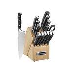 CUISINART Block Knife Set, 15pc Cutlery Knife Set with Steel Blades for Precise Cutting, Lightweight, Stainless Steel, Durable & Dishwasher Safe, C77BTR-15P