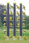 Songbird Essentials Giant Finch Feeder, Finches Favorite Yellow 3 Tube Thistle Feeder with Perches for up to 24 Goldfinches