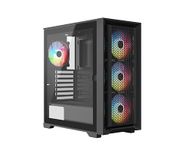 iONZ KZ22 V2 PC Gaming Case - ATX Hinged Tempered Glass - High Airflow - Front I/O USB Type-C (With 4 ARGB PWM Fans) Black