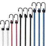 WeFine Pack of 10 Bungee Cords with Hooks Weatherproof & UV-Resistant Bungee Straps Heavy Duty Elastic Bungee Ropes for Caravan Camping RVs Trunks Luggage Racks