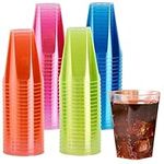 MATANA 80 Neon Party Cups, Coloured Hard Plastic Cups, 210ml - Drinks, Cocktails, Desserts - Birthdays, Christmas, Picnic, BBQ, Parties - Sturdy & Reusable