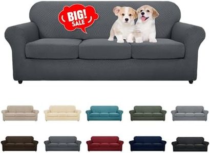 MAXIJIN 4 Piece Jacquard Extra Large Couch Covers for 3 Cushion Couch Super Stretch Non Slip Couch Cover for Dogs Pet Friendly Sofa Slipcover Furniture Protector (Oversized Sofa, Dark Gray)