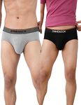 DAMENSCH Men's Deo-Cotton Deodorizing Brief- Pack of 2- Smallweet Black, Dessert Grey- X-Large